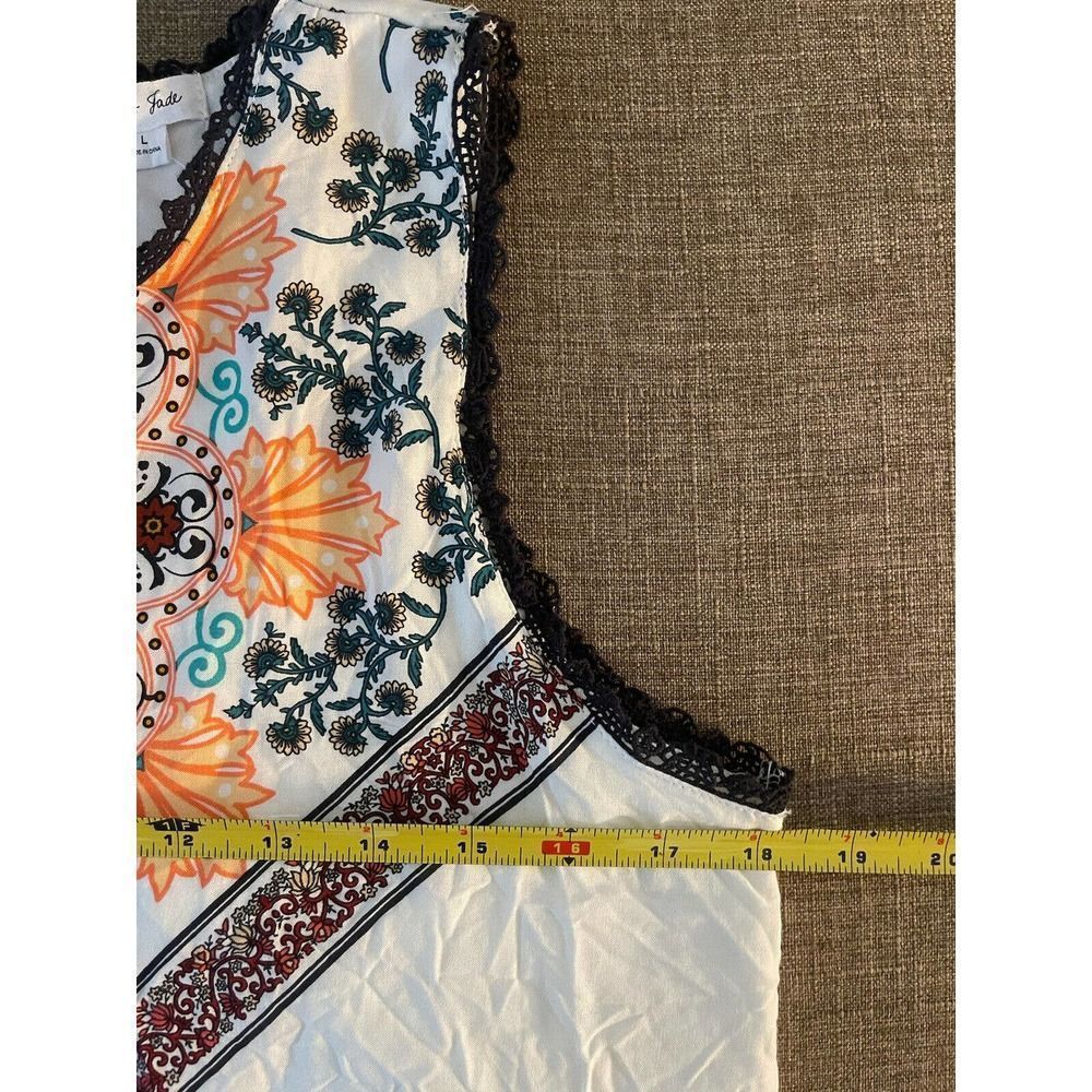 Skylar + Jade Boho Shift Dress Open Back Crochet Trim Colorful Sleeveless NEW - Picture 5 of 8